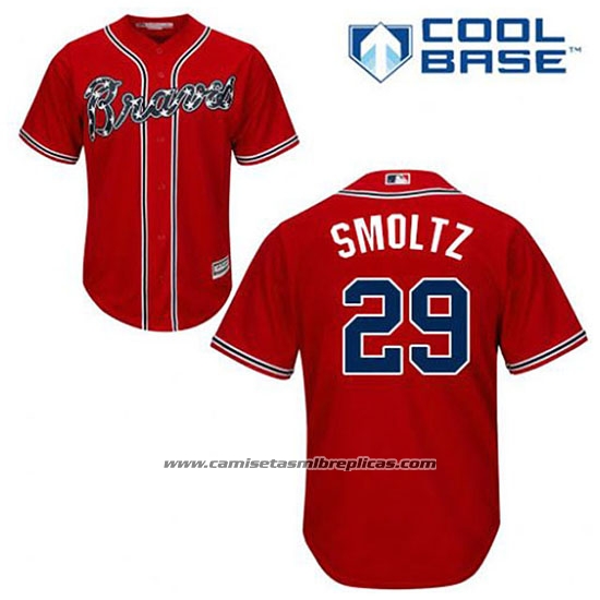 Camiseta Beisbol Hombre Atlanta Braves 29 John Smoltz Rojo Alterno Cool Base